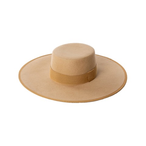 Wool Felt Boater Hat with Extra Wide Brim