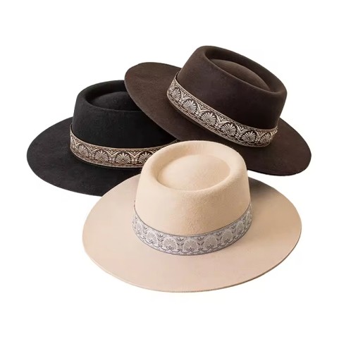 Flat-Crown Wool Felt Fedora