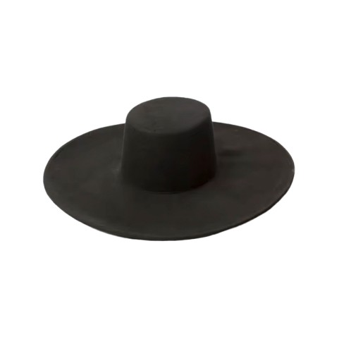 Flat Top Wide Brim Wool Felt Boater Hat