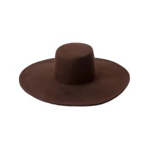 Flat Top Wide Brim Wool Felt Boater Hat