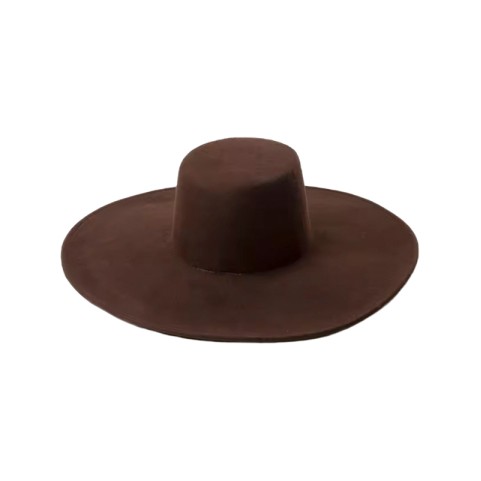 Flat Top Wide Brim Wool Felt Boater Hat