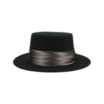 French-style Flat Top Wool Felt Cloche Hat