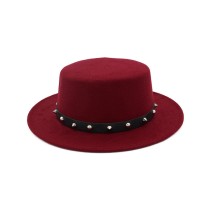 Flat Top Small Jazz Hat with Hand-Embroidery Decoration