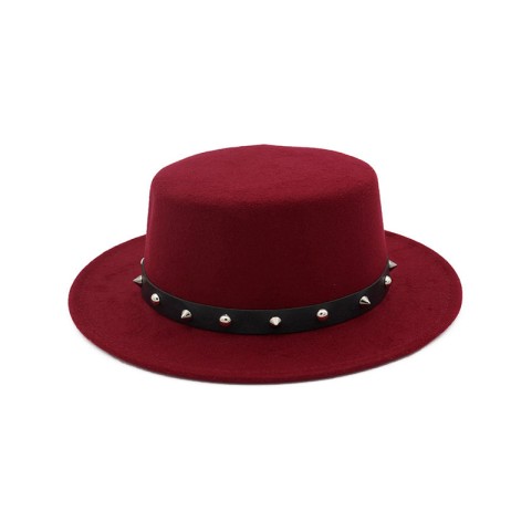 Flat Top Small Jazz Hat with Hand-Embroidery Decoration