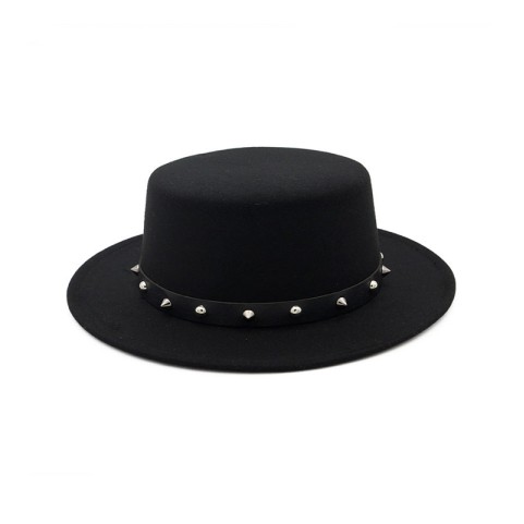 Flat Top Small Jazz Hat with Hand-Embroidery Decoration