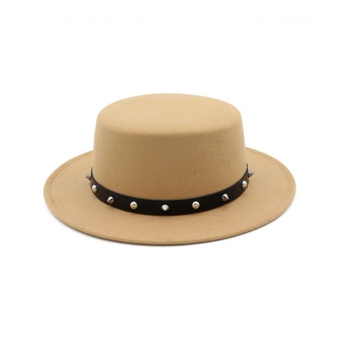 Flat Top Small Jazz Hat with Hand-Embroidery Decoration