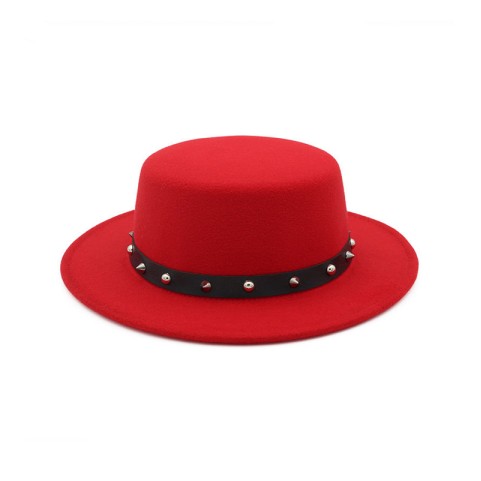 Flat Top Small Jazz Hat with Hand-Embroidery Decoration