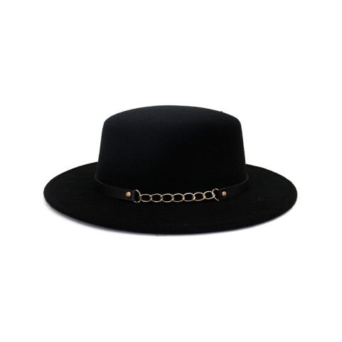 Wide Brim Flat Top Wool Fedora Hat