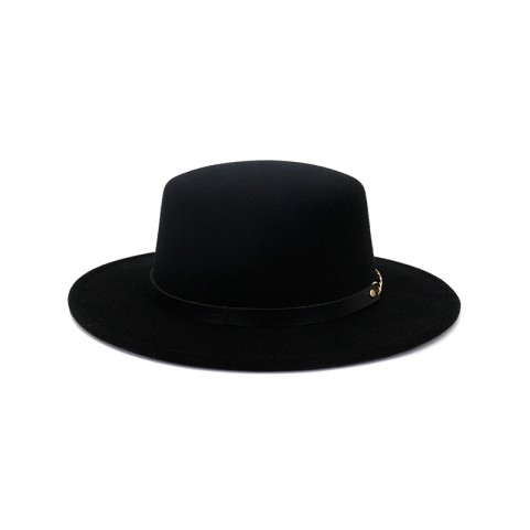 Wide Brim Flat Top Wool Fedora Hat