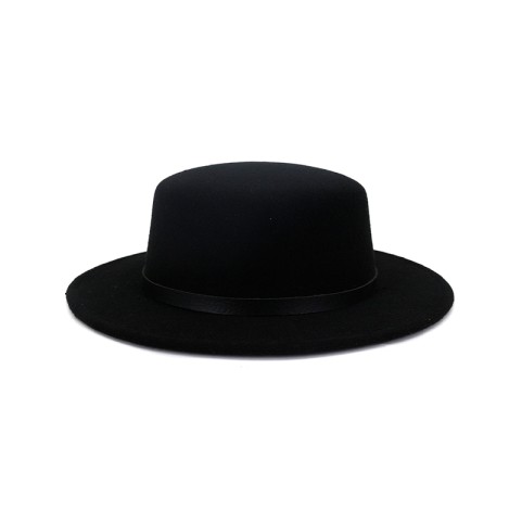 Wide Brim Flat Top Wool Fedora Hat