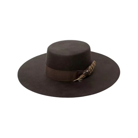 Wide Brim Wool Felt Boater Hat