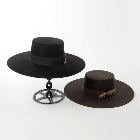 Wide Brim Wool Felt Boater Hat