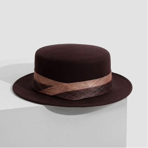 Bow-Decorated Wool Felt Fedora Hat