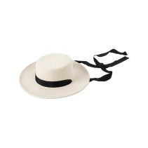 Vintage Wool Flat Top Wide Brim Boater Hat