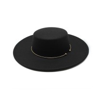 Thickened Flat Top Wide Brim Felt Fedora Hat