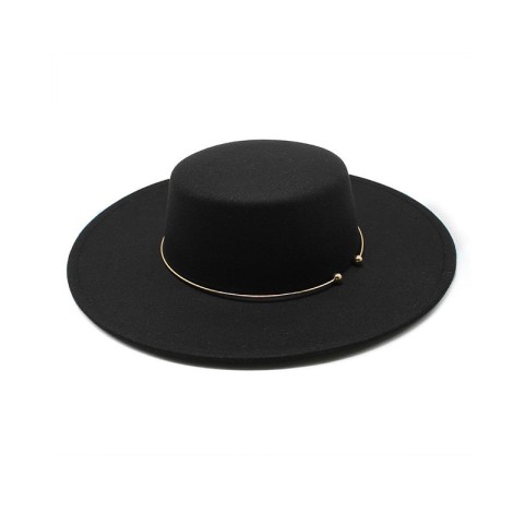 Thickened Flat Top Wide Brim Felt Fedora Hat