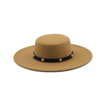 Retro Flat Top Wide Brim Wool Felt Fedora