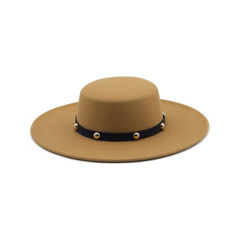 Retro Flat Top Wide Brim Wool Felt Fedora