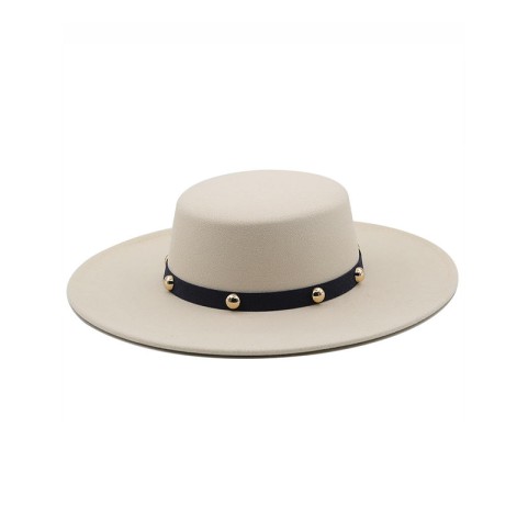 Retro Flat Top Wide Brim Wool Felt Fedora