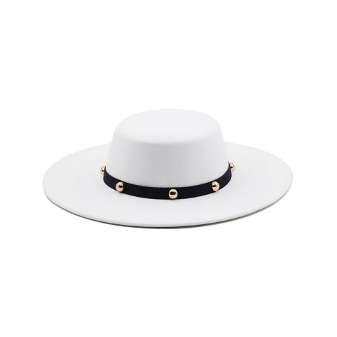 Retro Flat Top Wide Brim Wool Felt Fedora