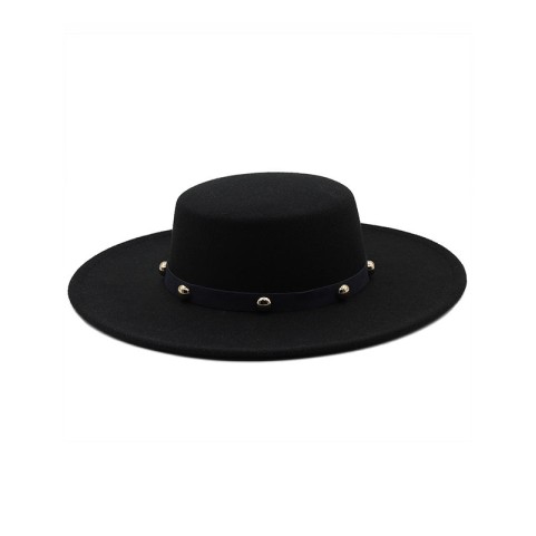 Retro Flat Top Wide Brim Wool Felt Fedora