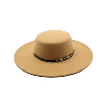 Wide Brim Flat Top Fedora Hat