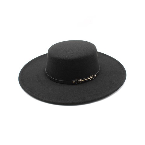 Wide Brim Flat Top Fedora Hat