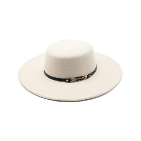 Wide Brim Flat Top Fedora Hat