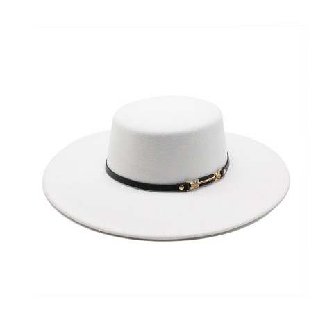 Wide Brim Flat Top Fedora Hat