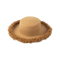 Wool Felt Boater Hat with Fluffy Brim
