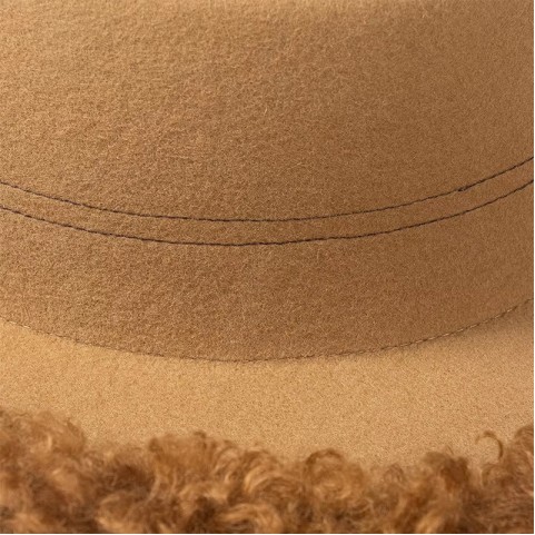 Wool Felt Boater Hat with Fluffy Brim