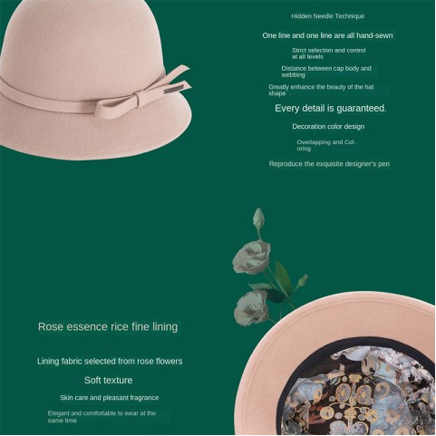 Elegant Hepburn Style Pure Wool Felt Fedora Hat