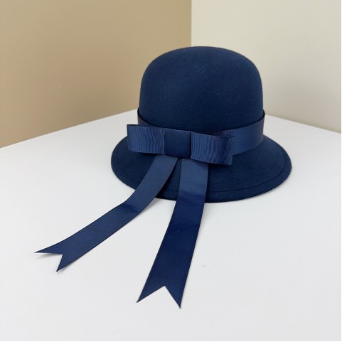 Bow and Ribbon Wool Felt Basin Hat