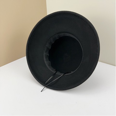 Handmade Pearl Embellished Wool Felt Round Top Hat