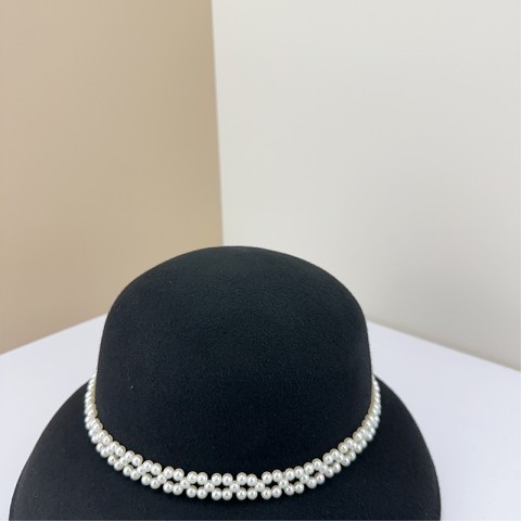 Handmade Pearl Embellished Wool Felt Round Top Hat