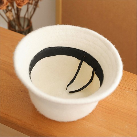 Wool Round Top Wide Brim Bucket Hat