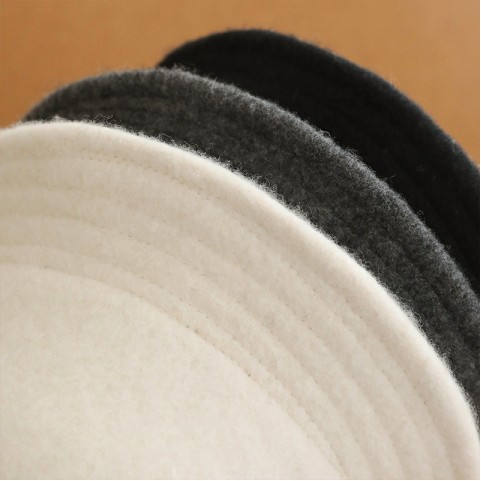 Wool Round Top Wide Brim Bucket Hat