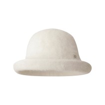 Turned-Brim Rabbit Hair Blend Bucket Hat
