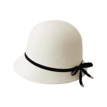 French Bow Wide Brim Wool Dress Hat