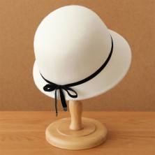 French Bow Wide Brim Wool Dress Hat
