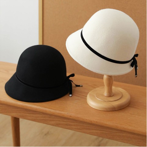 French Bow Wide Brim Wool Dress Hat