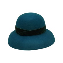 Elegant Velvet Trim Wool Felt Basin Hat