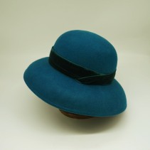 Elegant Velvet Trim Wool Felt Basin Hat