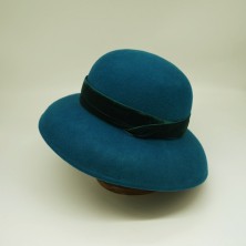 Elegant Velvet Trim Wool Felt Basin Hat