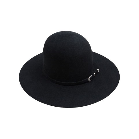 Open Crown Ribbon Trim Wool Fedora Hat