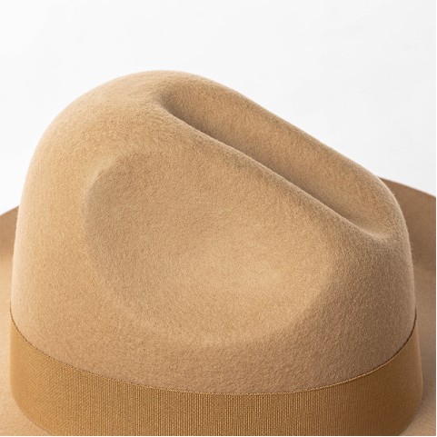 Wide-Brimmed Felt Hat with Ribbon and Bow