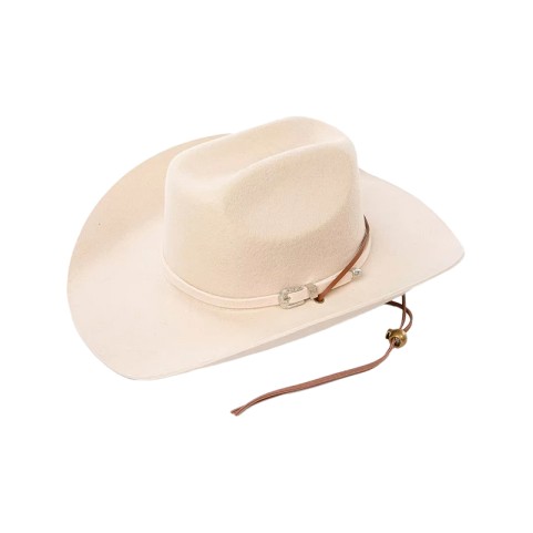Cowboy Hat with Felt and Cord Bands — Wide-Brimmed Felt Hat