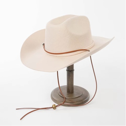 Cowboy Hat with Felt and Cord Bands — Wide-Brimmed Felt Hat