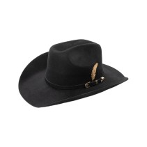 Wool Felt Cowboy Hat with Felt Band, Metal, and Leather Accents — Wide Brim