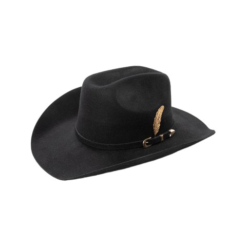 Wool Felt Cowboy Hat with Felt Band, Metal, and Leather Accents — Wide Brim